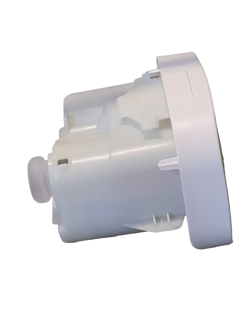 White plastic CPAP machine water chamber replacement part on a plain background