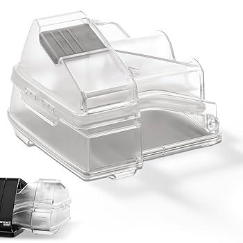 Clear plastic CPAP humidifier water chamber accessory isolated on white background