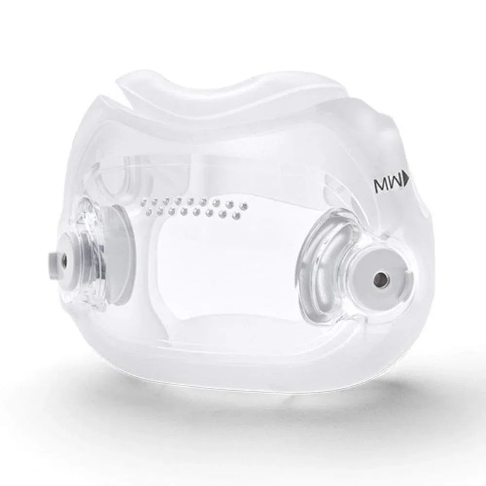 Clear full face CPAP mask cushion for sleep apnea therapy, lightweight silicone design
