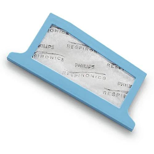 CPAP machine replacement filter with blue frame for sleep apnea therapy