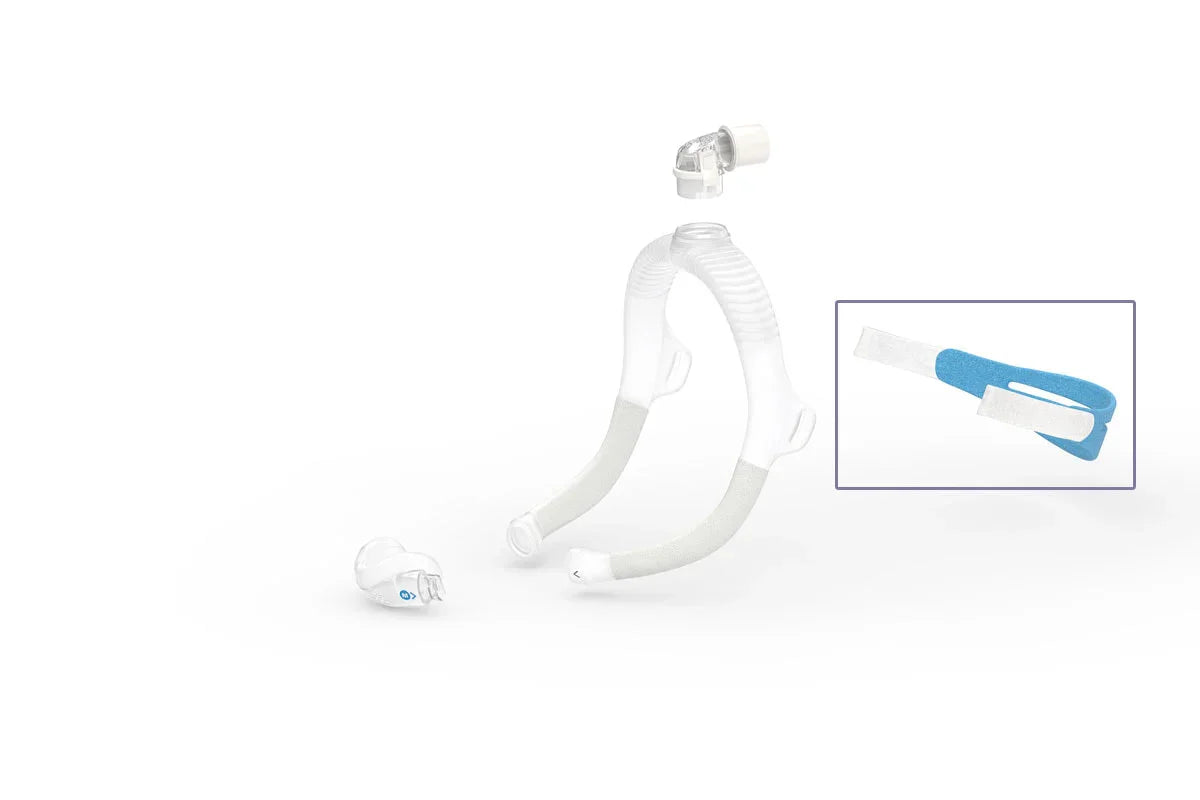 CPAP nasal mask frame with headgear and nasal pillows for sleep apnea therapy