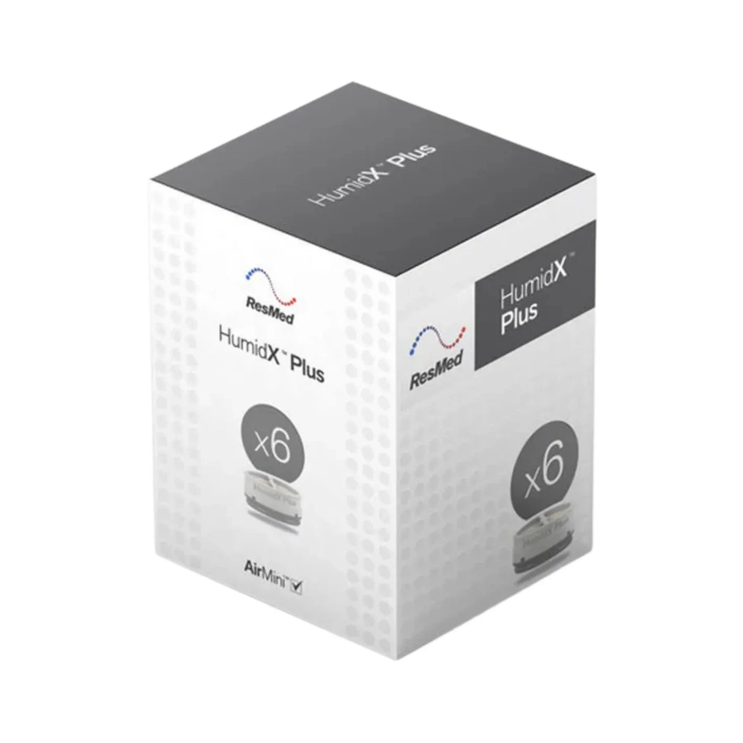 ResMed HumidX Plus for AirMini, 6-pack CPAP humidifier filters in white retail box