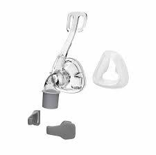CPAP nasal mask with silicone cushion and headgear parts for sleep apnea therapy