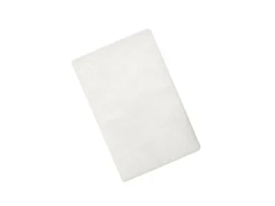Rectangular white CPAP machine filter replacement on a plain background