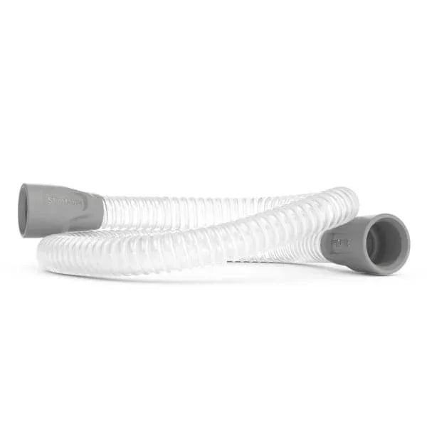 CPAP slimline tube with gray ends for sleep apnea machine on white background