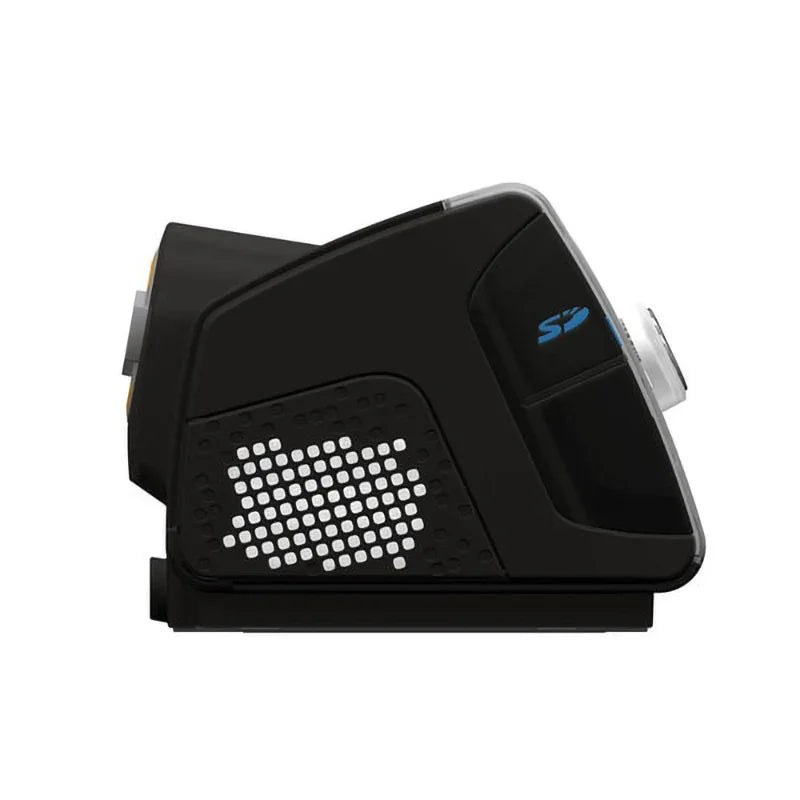 Black CPAP machine side view with SD card slot, sleep apnea device for home use