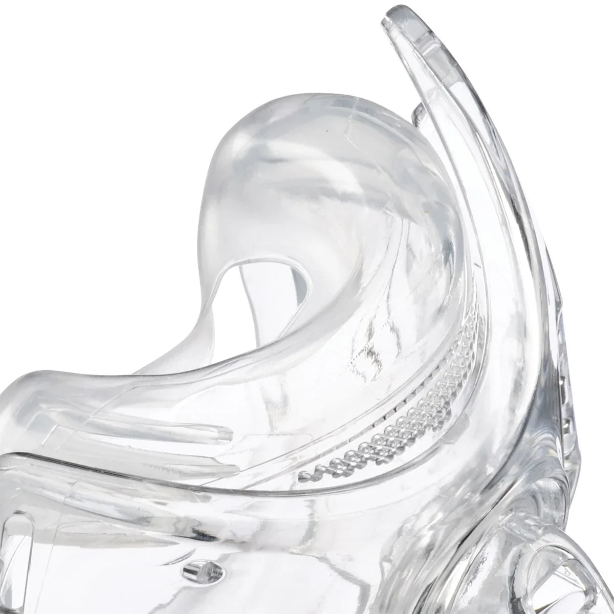 Close-up of clear silicone full face CPAP mask cushion for sleep apnea therapy