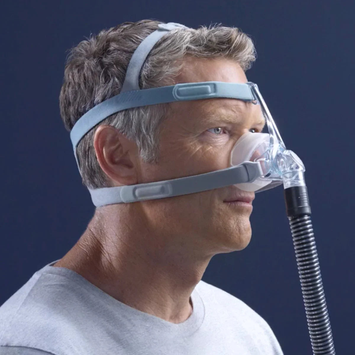 Man wearing Eson 2 nasal CPAP mask for sleep apnea therapy