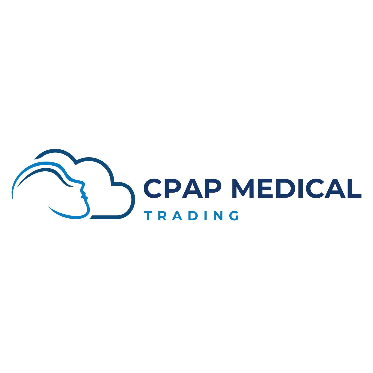 CPAP Medical Trading logo with cloud and face silhouette design