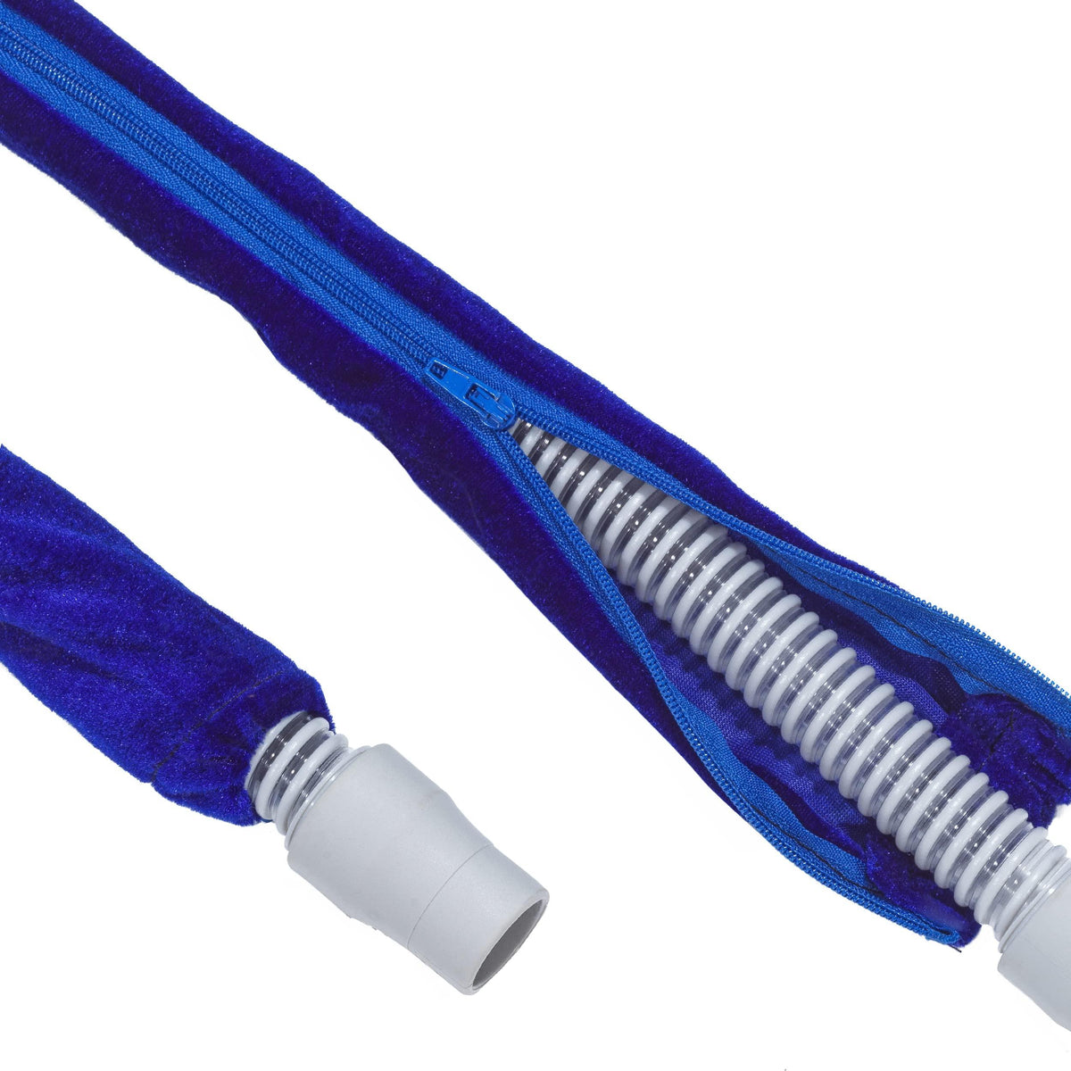 Blue CPAP Tube Cover With Zipper