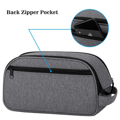 Gray CPAP bag with back zipper pocket feature highlighted on white background.