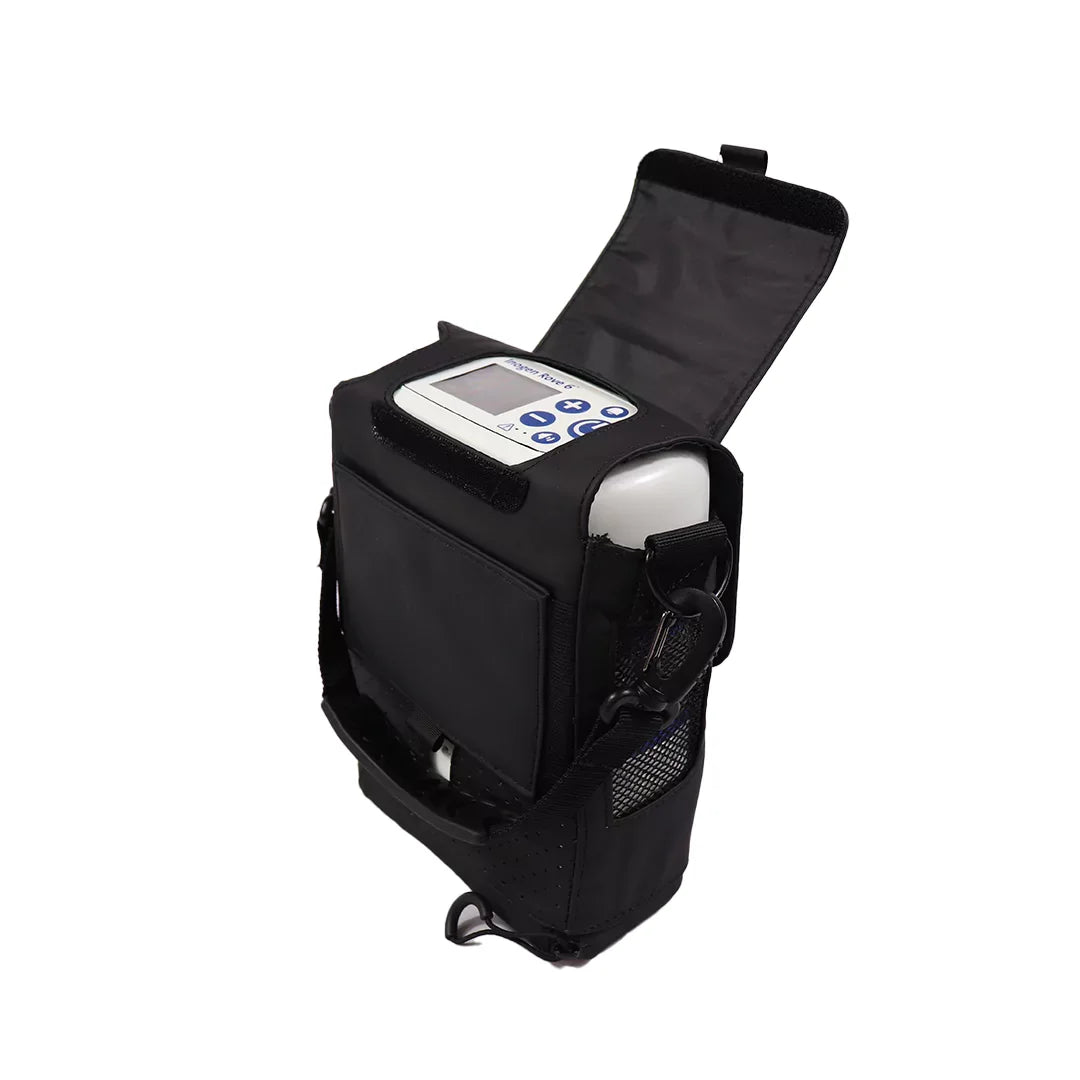 Inogen Rove 6 Oxygen Concentrator in its Travel case with open cover