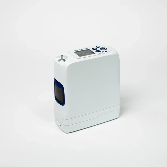 Inogen Rove 6 portable oxygen concentrator with six flow settings for oxygen therapy at home and while traveling                       
