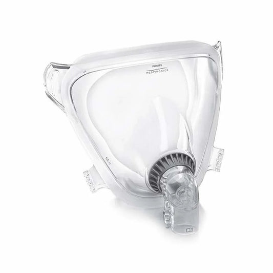 Philips Respironics FitLife full face CPAP mask for sleep apnea therapy, clear plastic design