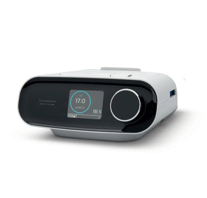 Front view of the Philips Respironics DreamStation ST30 BiPAP device with color display 