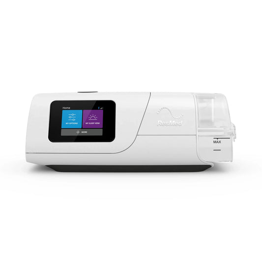 ResMed AirCurve 11 VAuto BiLevel machine with integrated heated humidifier for sleep apnea therapy front view