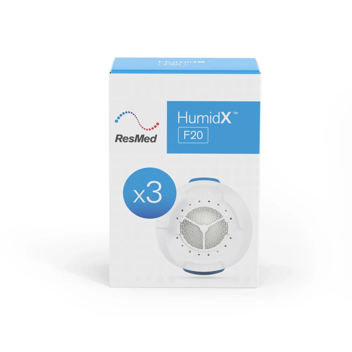 ResMed AirMini HumidX F20 three-pack of waterless humidifier cartridges for AirFit F20 and AirTouch F20 masks
