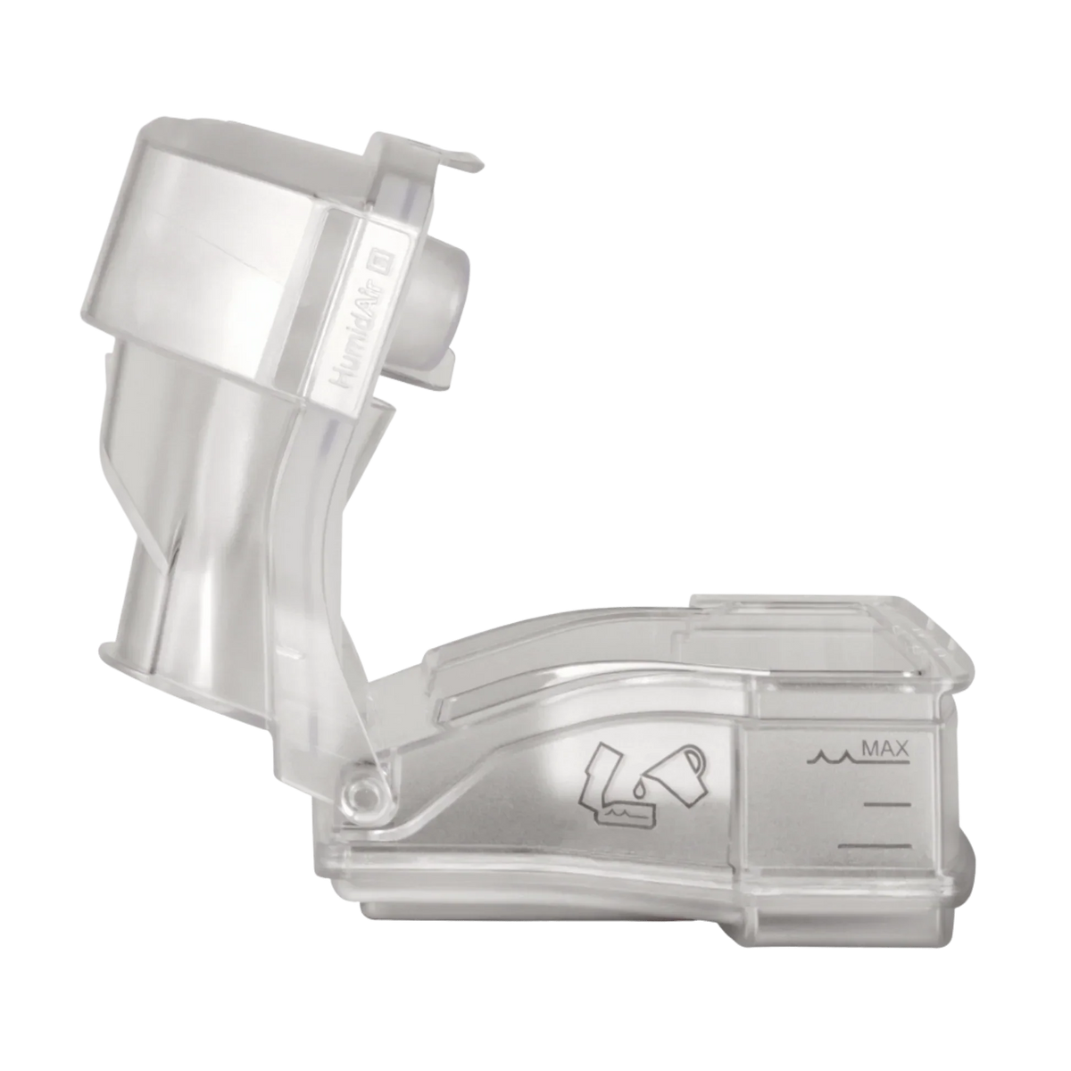 ResMed HumidAir replacement water chamber for AirSense 10 and AirCurve 10 sleep therapy machines.
