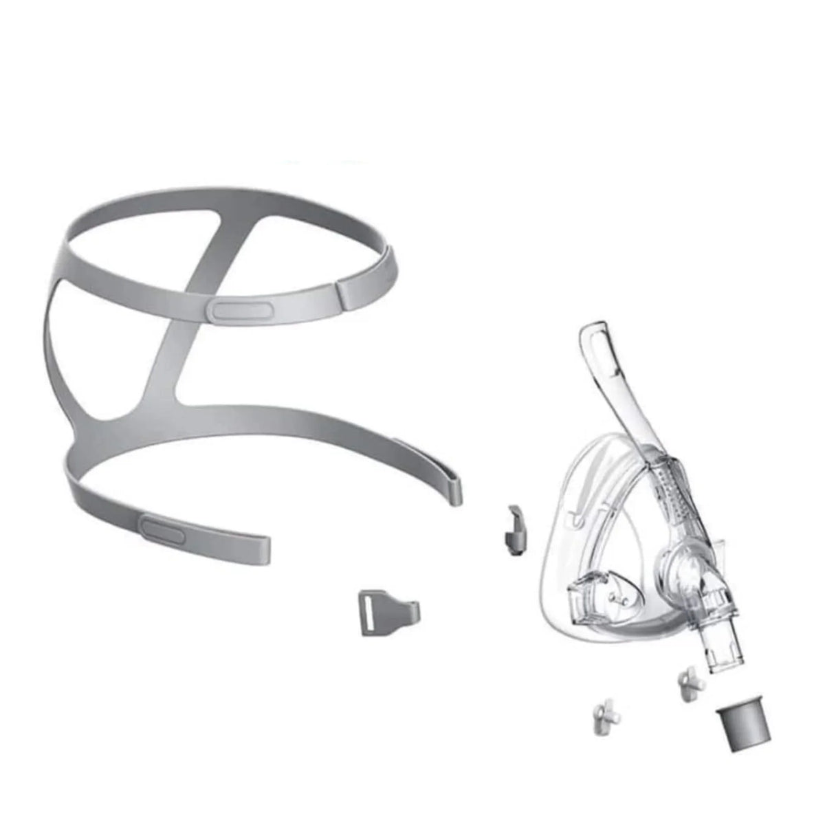 BMC F4 full face CPAP mask with adjustable headgear and tubing connector for sleep apnea therapy.