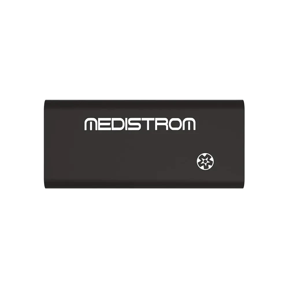 top view of charcoal battery with medistrom branded on it with logo