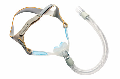 Philips Respironics Nuance Pro nasal pillow mask with gel pillows, frame and adjustable headgear.