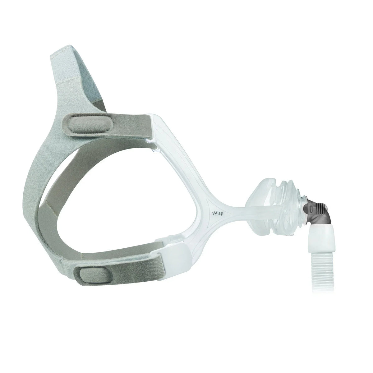 Philips Respironics Wisp nasal CPAP mask with clear frame and front tubing connection.