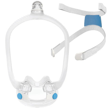 ResMed AirFit F30i full face CPAP mask with top-of-head tube connection components