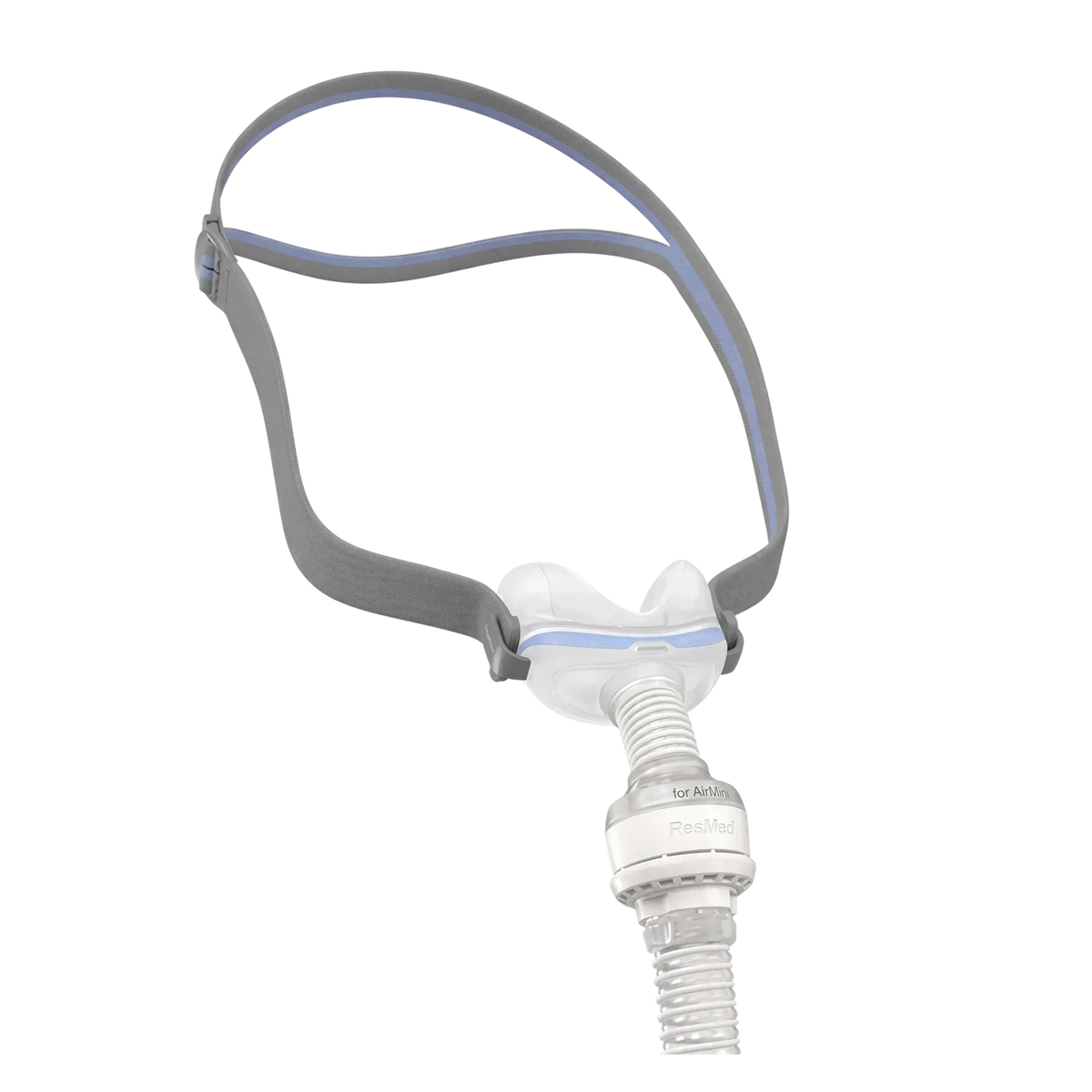 ResMed AirFit N30 nasal mask for AirMini travel CPAP therapy with under-the-nose cushion and headgear