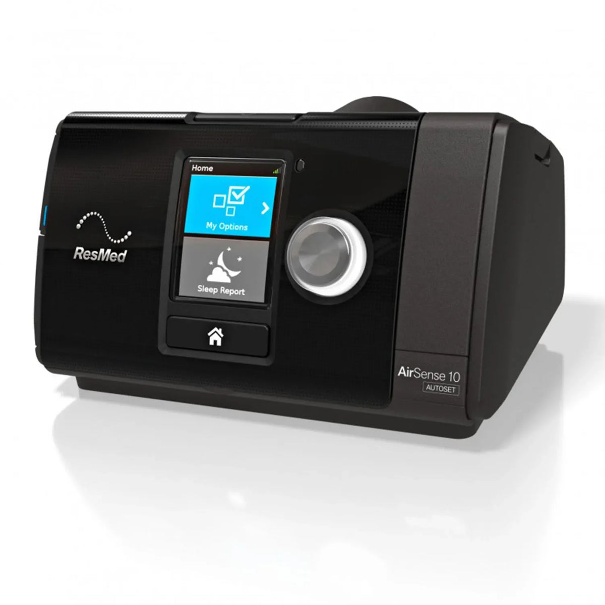 ResMed AirSense 10 AutoSet CPAP machine with colour display and integrated humidifier for obstructive sleep apnea therapy