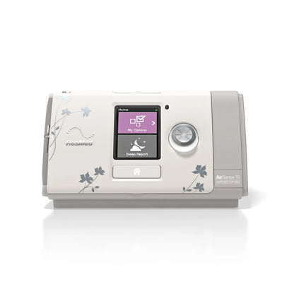 ResMed AirSense 10 CPAP machine with integrated HumidAir humidifier for sleep apnea therapy