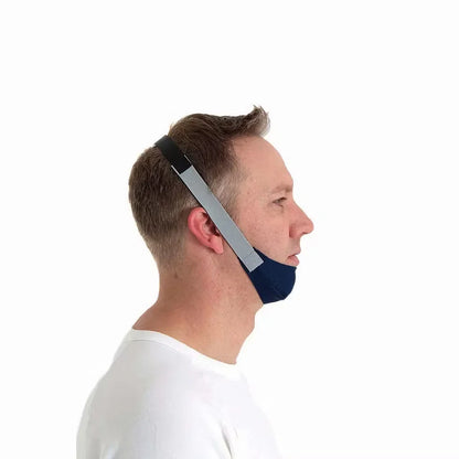 man wearing a resmed chinstrap
